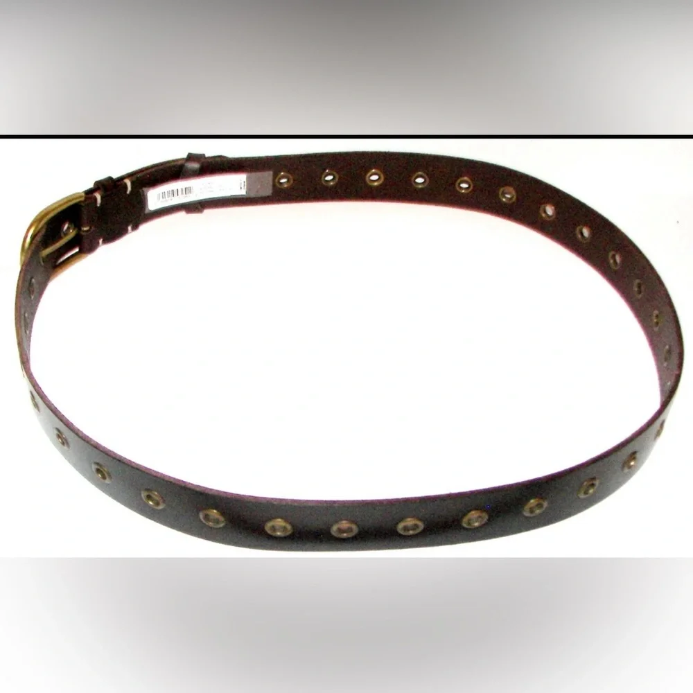 Frye Brown Genuine 100% Leather Belt with Gold- Bronze Buckle M/L/